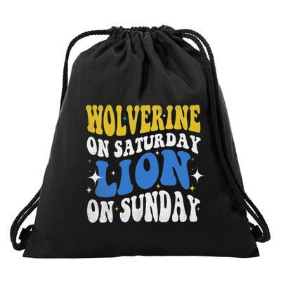 Wolverine On Saturday Funny Lion On Sunday Drawstring Bag