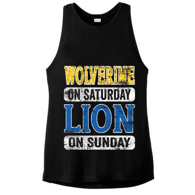 Wolverine On Saturday Lion On Sunday Ladies PosiCharge Tri-Blend Wicking Tank