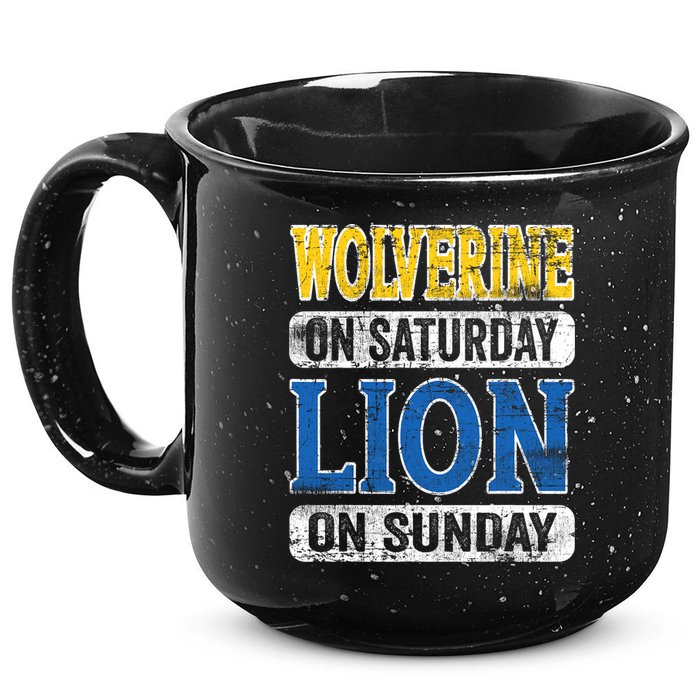 Wolverine On Saturday Lion On Sunday 15oz Campfire Ceramic Mug
