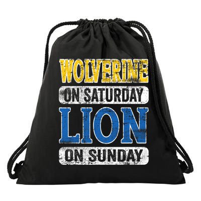 Wolverine On Saturday Lion On Sunday Drawstring Bag