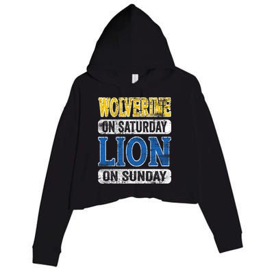 Wolverine On Saturday Lion On Sunday Crop Fleece Hoodie
