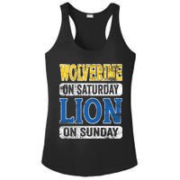 Wolverine On Saturday Lion On Sunday Ladies PosiCharge Competitor Racerback Tank