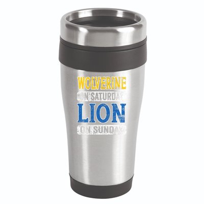 Wolverine On Saturday Lion On Sunday 16oz Travel Tumbler