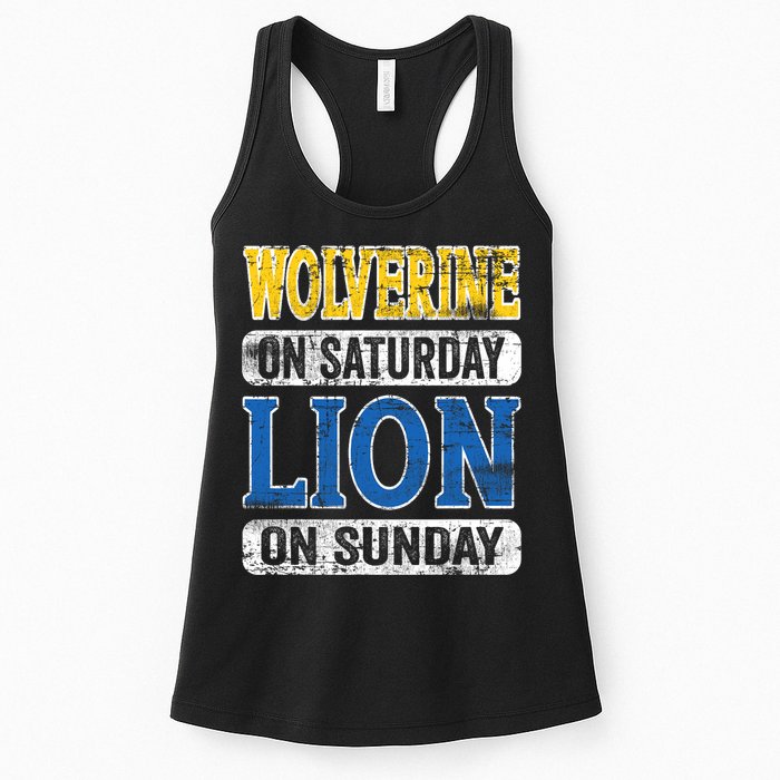 Wolverine On Saturday Lion On Sunday Womens Tank Top