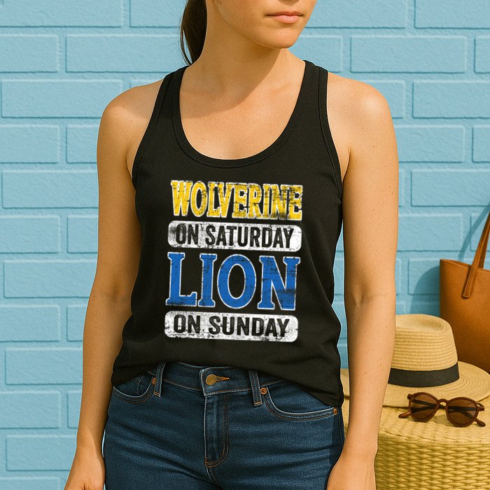 Wolverine On Saturday Lion On Sunday Womens Tank Top