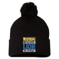 Wolverine On Saturday Lion On Sunday Pom Pom 12in Knit Beanie