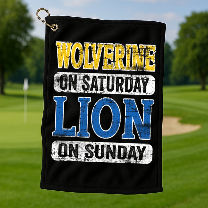Wolverine On Saturday Lion On Sunday Golf Towel