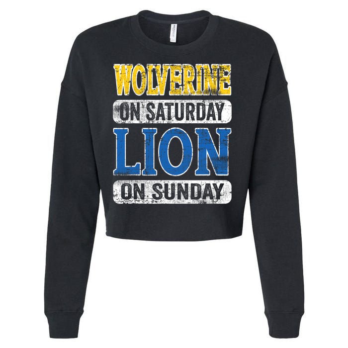 Wolverine On Saturday Lion On Sunday Cropped Pullover Crew