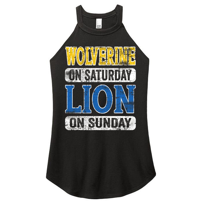 Wolverine On Saturday Lion On Sunday Women's Perfect Tri Rocker Tank