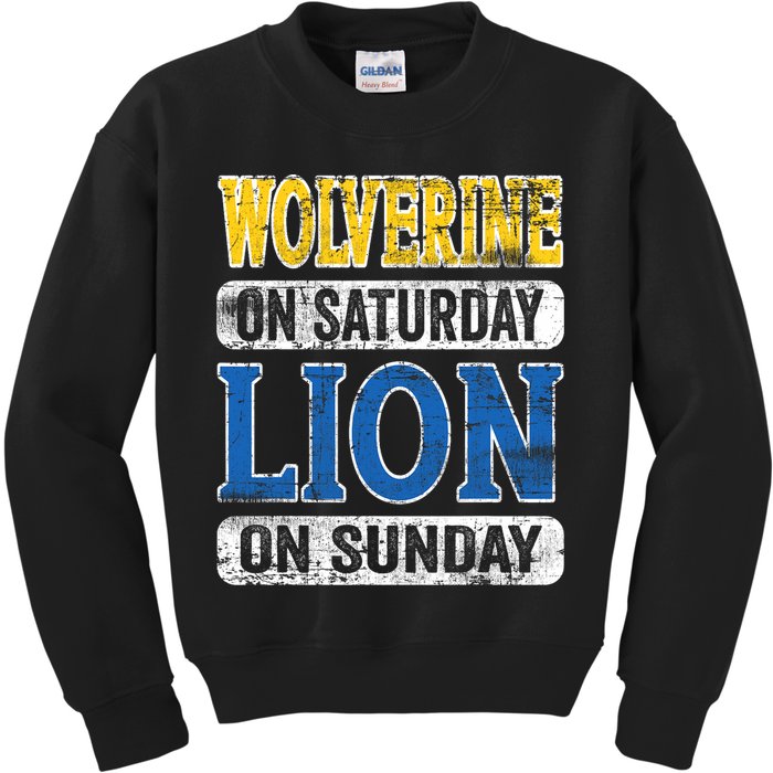 Wolverine On Saturday Lion On Sunday Kids Sweatshirt