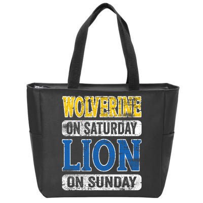 Wolverine On Saturday Lion On Sunday Zip Tote Bag