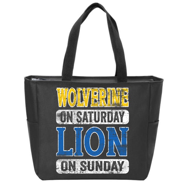 Wolverine On Saturday Lion On Sunday Zip Tote Bag