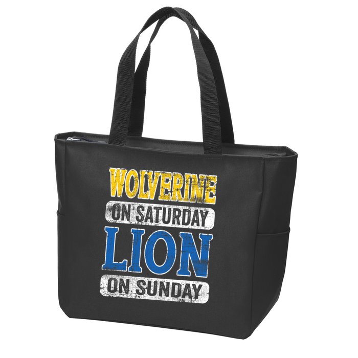 Wolverine On Saturday Lion On Sunday Zip Tote Bag