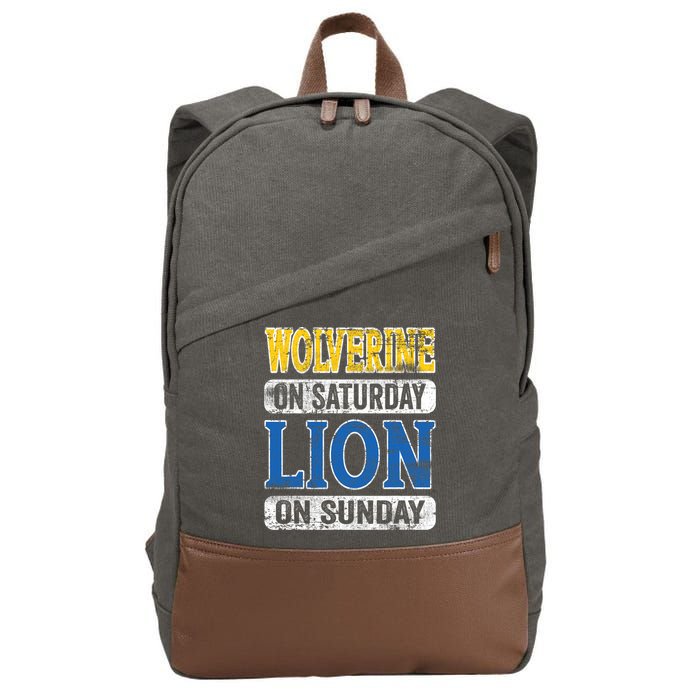 Wolverine On Saturday Lion On Sunday Cotton Canvas Backpack