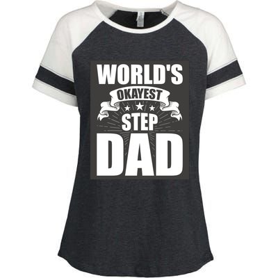 World's Okayest Stepgiftdad Stepdad Gift Enza Ladies Jersey Colorblock Tee