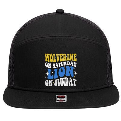 Wolverine On Saturday Funny Lion On Sunday 7 Panel Mesh Trucker Snapback Hat