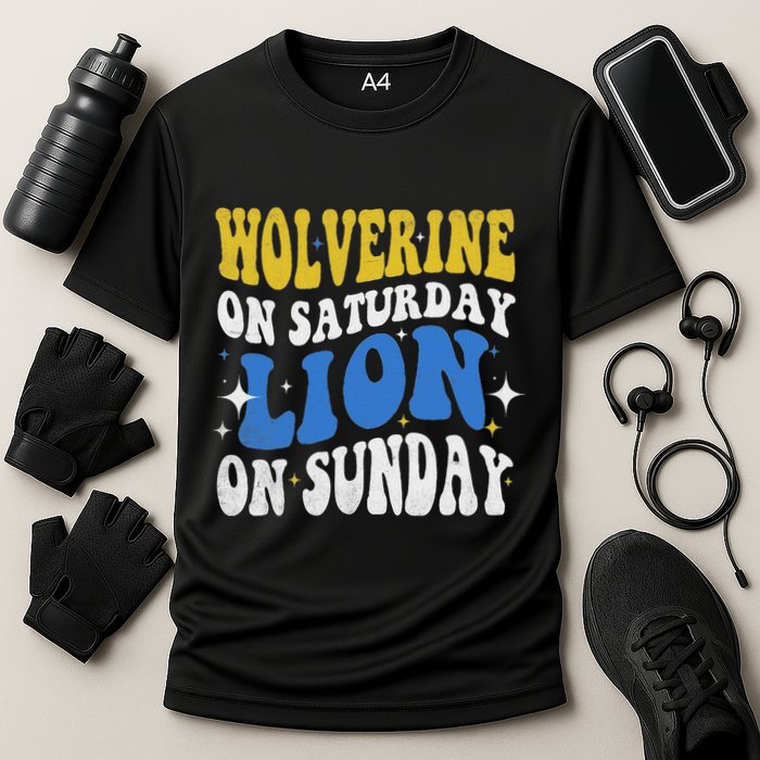 Wolverine On Saturday Funny Lion On Sunday Performance Shirt