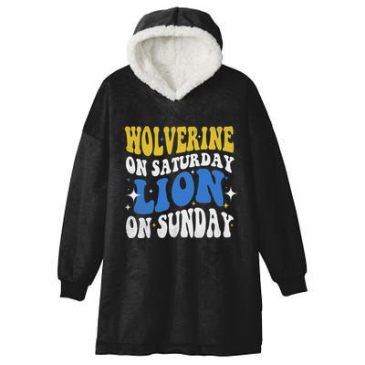 Wolverine On Saturday Funny Lion On Sunday Hooded Wearable Blanket