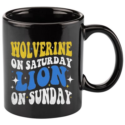Wolverine On Saturday Funny Lion On Sunday 11oz C Handle Ceramic Mug