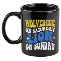 Wolverine On Saturday Funny Lion On Sunday 11oz C Handle Ceramic Mug