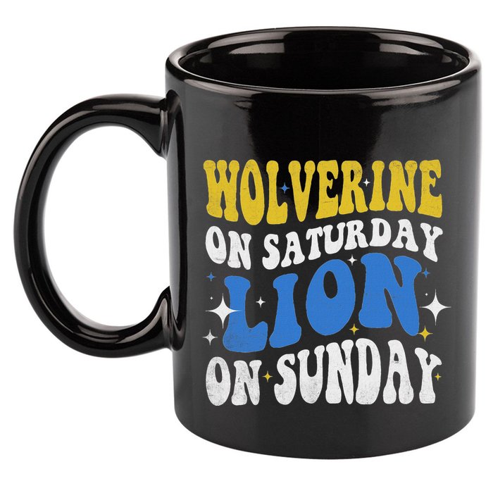 Wolverine On Saturday Funny Lion On Sunday 11oz C Handle Ceramic Mug