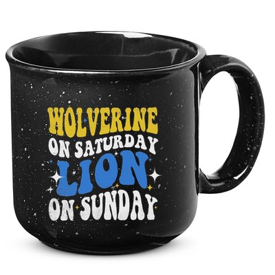 Wolverine On Saturday Funny Lion On Sunday 15oz Campfire Ceramic Mug