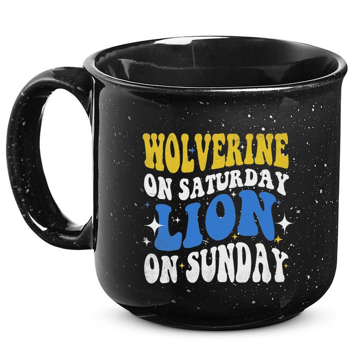 Wolverine On Saturday Funny Lion On Sunday 15oz Campfire Ceramic Mug