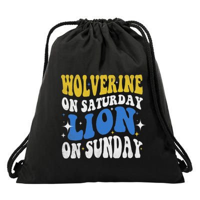 Wolverine On Saturday Funny Lion On Sunday Drawstring Bag