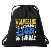 Wolverine On Saturday Funny Lion On Sunday Drawstring Bag