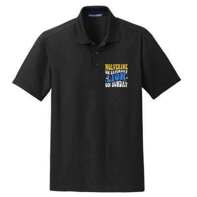 Wolverine On Saturday Funny Lion On Sunday Dry Zone Grid Polo