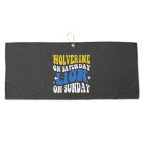 Wolverine On Saturday Funny Lion On Sunday Large Microfiber Waffle Golf Towel