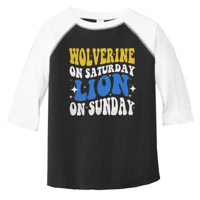 Wolverine On Saturday Funny Lion On Sunday Toddler Fine Jersey T-Shirt