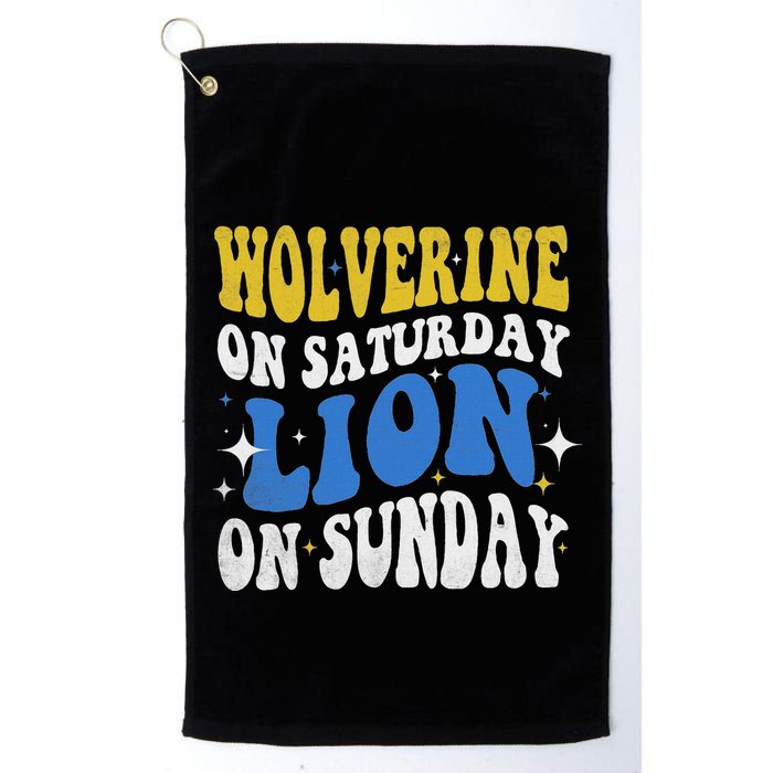 Wolverine On Saturday Funny Lion On Sunday Golf Towel