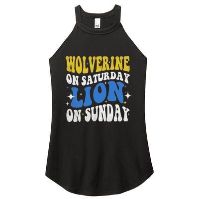 Wolverine On Saturday Funny Lion On Sunday Women's Perfect Tri Rocker Tank