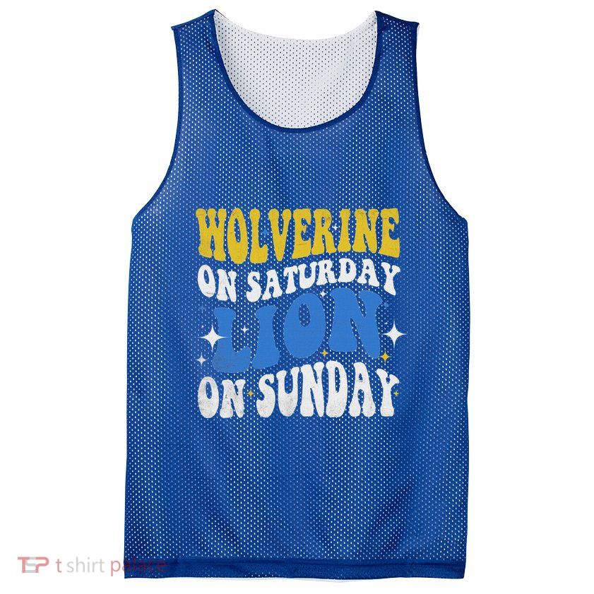 Wolverine On Saturday Funny Lion On Sunday Mesh Reversible Basketball Jersey Tank