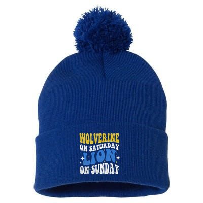 Wolverine On Saturday Funny Lion On Sunday Pom Pom 12in Knit Beanie