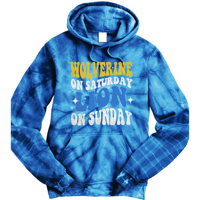 Wolverine On Saturday Funny Lion On Sunday Tie Dye Hoodie