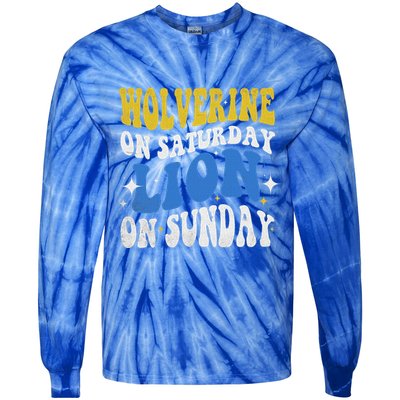 Wolverine On Saturday Funny Lion On Sunday Tie-Dye Long Sleeve Shirt