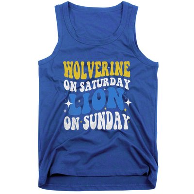 Wolverine On Saturday Funny Lion On Sunday Tank Top
