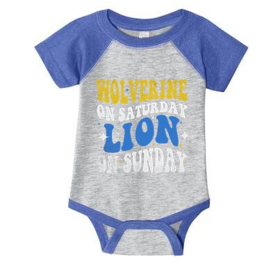 Wolverine On Saturday Funny Lion On Sunday Infant Baby Jersey Bodysuit
