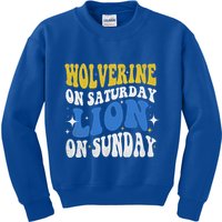 Wolverine On Saturday Funny Lion On Sunday Kids Sweatshirt