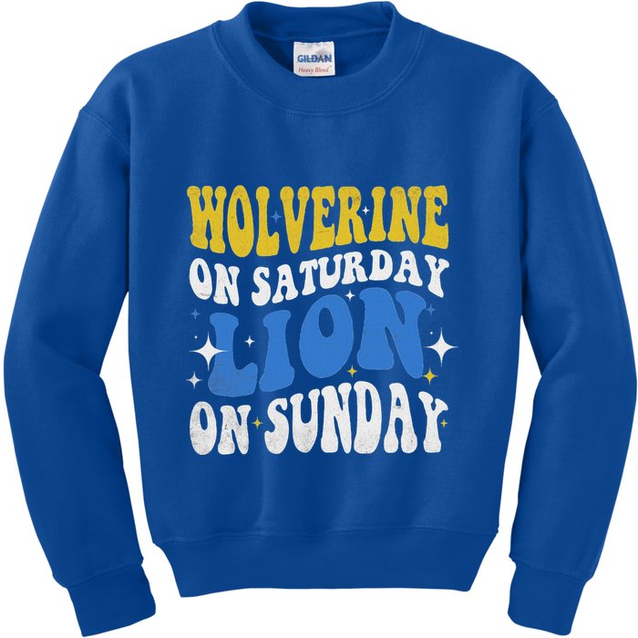 Wolverine On Saturday Funny Lion On Sunday Kids Sweatshirt