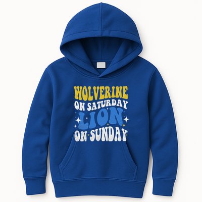 Wolverine On Saturday Funny Lion On Sunday Kids Hoodie