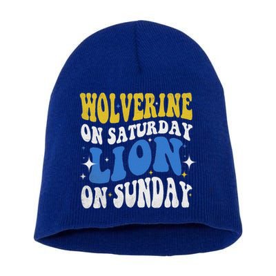 Wolverine On Saturday Funny Lion On Sunday Short Acrylic Beanie