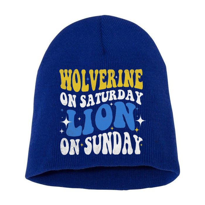Wolverine On Saturday Funny Lion On Sunday Short Acrylic Beanie