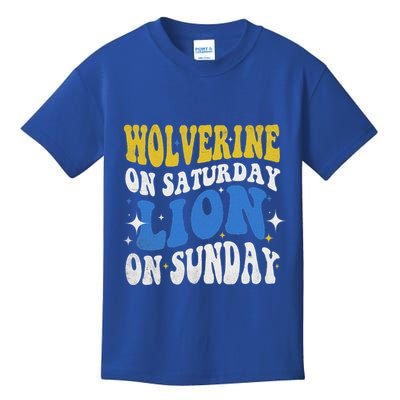Wolverine On Saturday Funny Lion On Sunday Kids T-Shirt