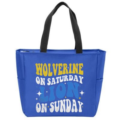 Wolverine On Saturday Funny Lion On Sunday Zip Tote Bag