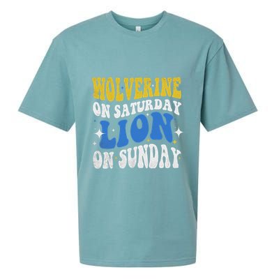 Wolverine On Saturday Funny Lion On Sunday Sueded Cloud Jersey T-Shirt