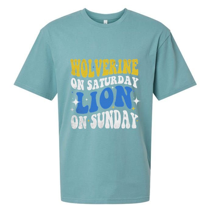 Wolverine On Saturday Funny Lion On Sunday Sueded Cloud Jersey T-Shirt