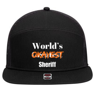 World Okayest Sheriff Sheriffs 7 Panel Mesh Trucker Snapback Hat